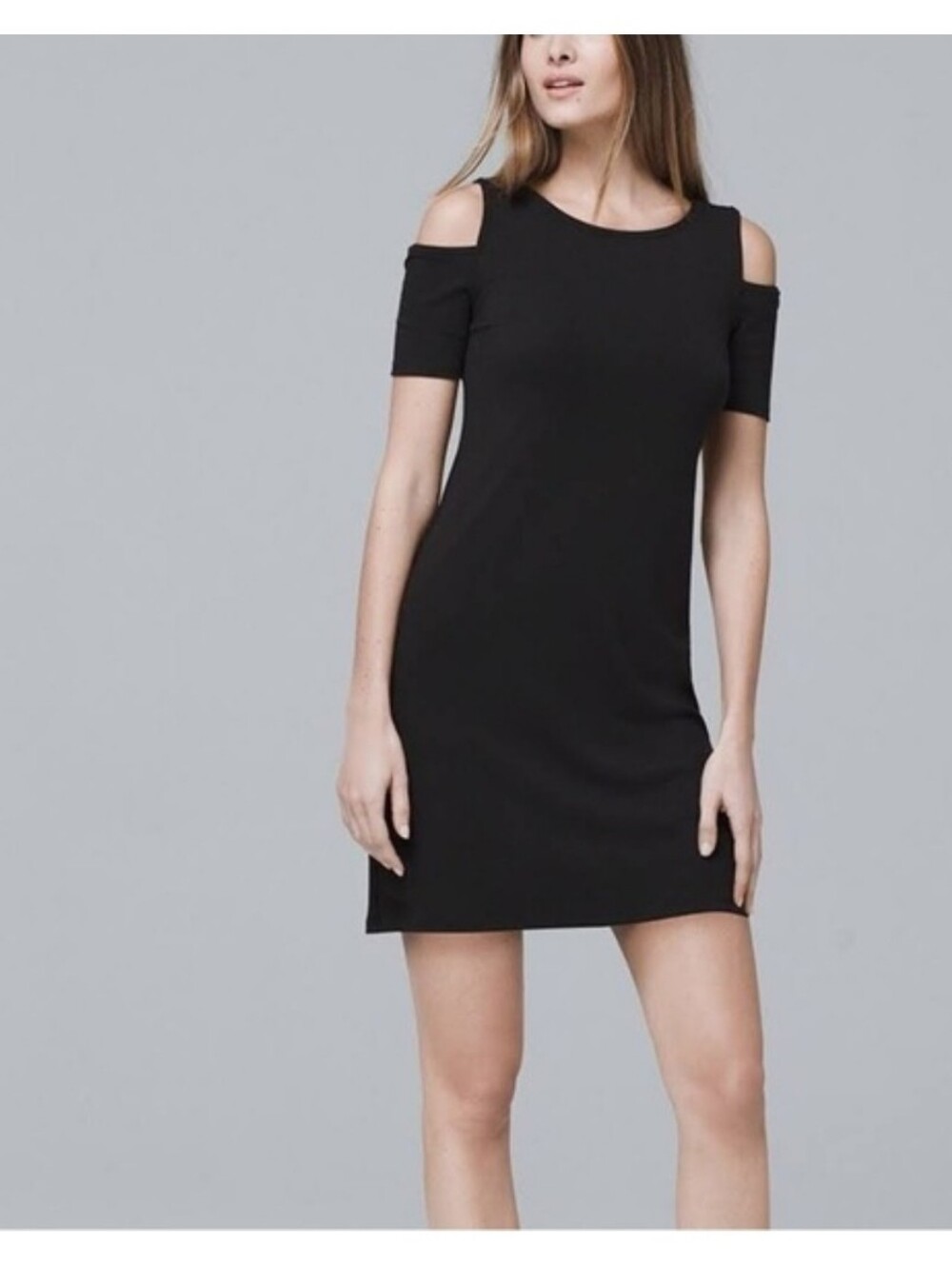 White House Black Market NWT Cold-Shoulder Black Shift Dress